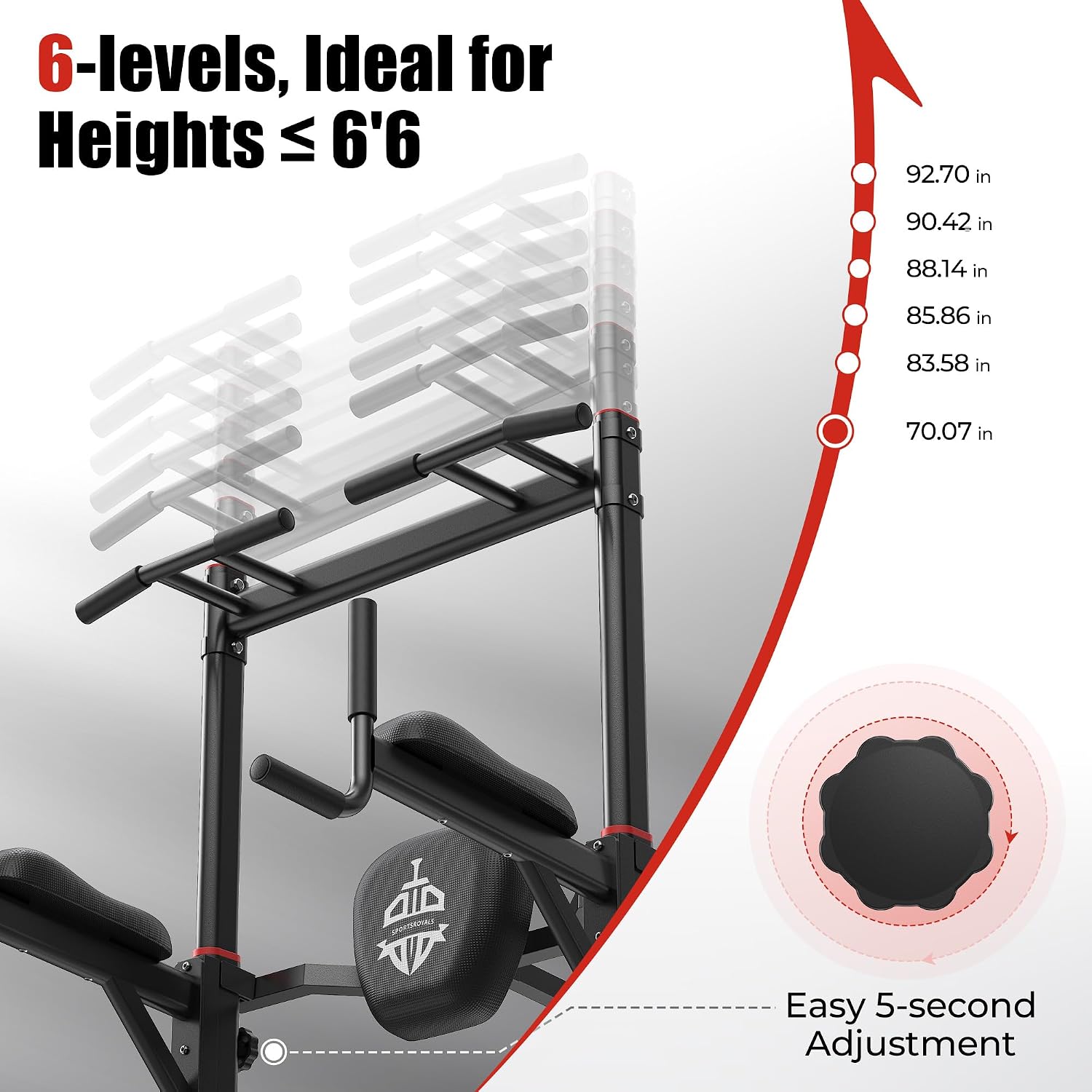 Detalle 2 de Sportsroyals FB-20YTXS01 Power Tower with Adjustable Height for Pull-Ups and Dips