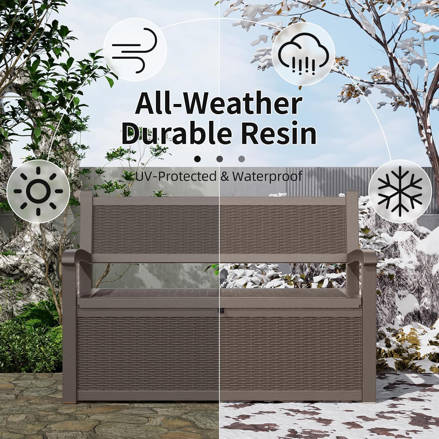 Detalle 1 de PatioZen Outdoor Storage Bench 80-Gallon