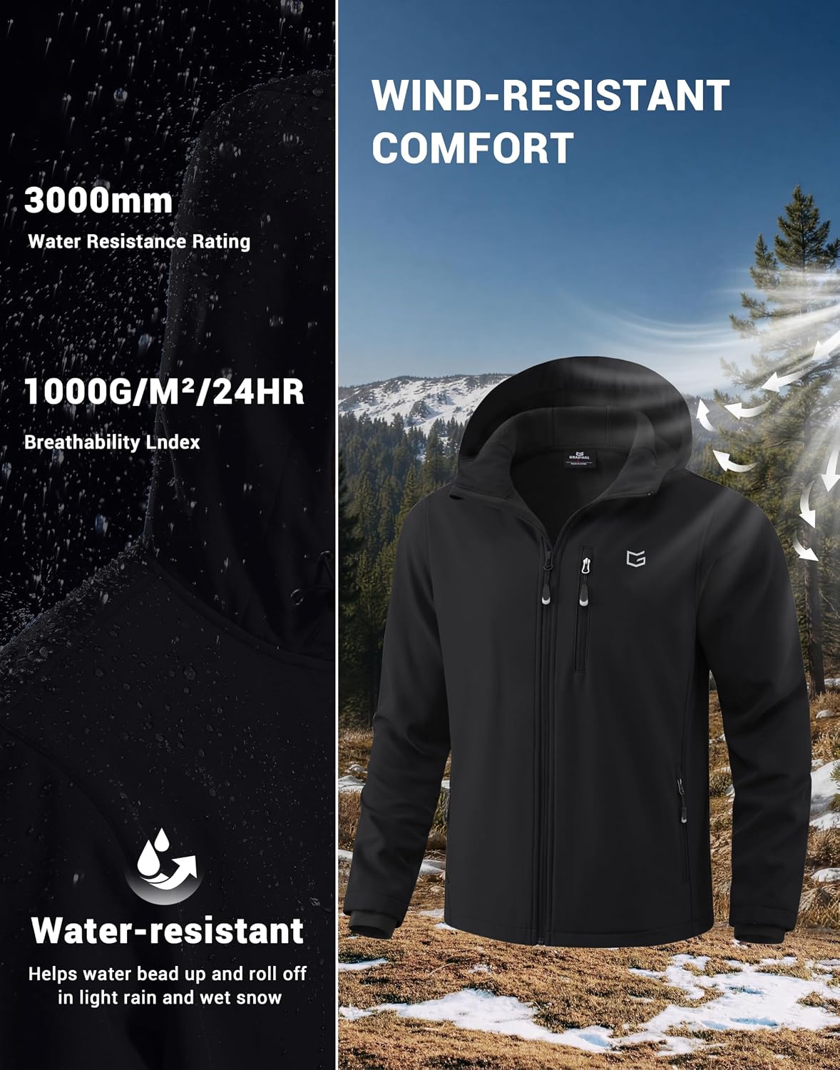 Detalle 2 de G Gradual Men's Softshell Jacket, Fleece-Lined