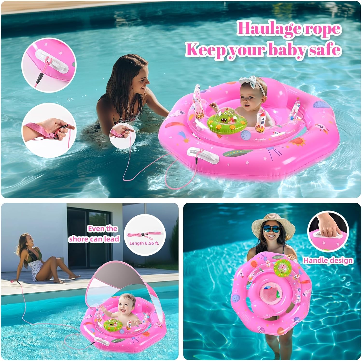 Thumbnail 1 de Baby Pool Float for 6-36 Months with UPF50+ Canopy, Adjustable Safety Seat, Toy Play Console & Safety Leash