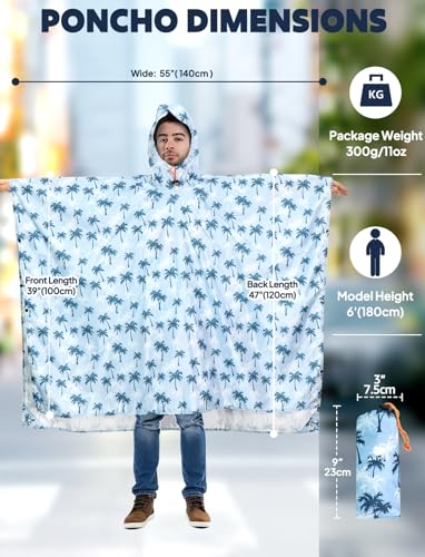 Detalle de ANYOO Leichter wasserdichter Regenponcho für Herren & Damen – Ripstop, Mehrzweck, 220 × 140 cm