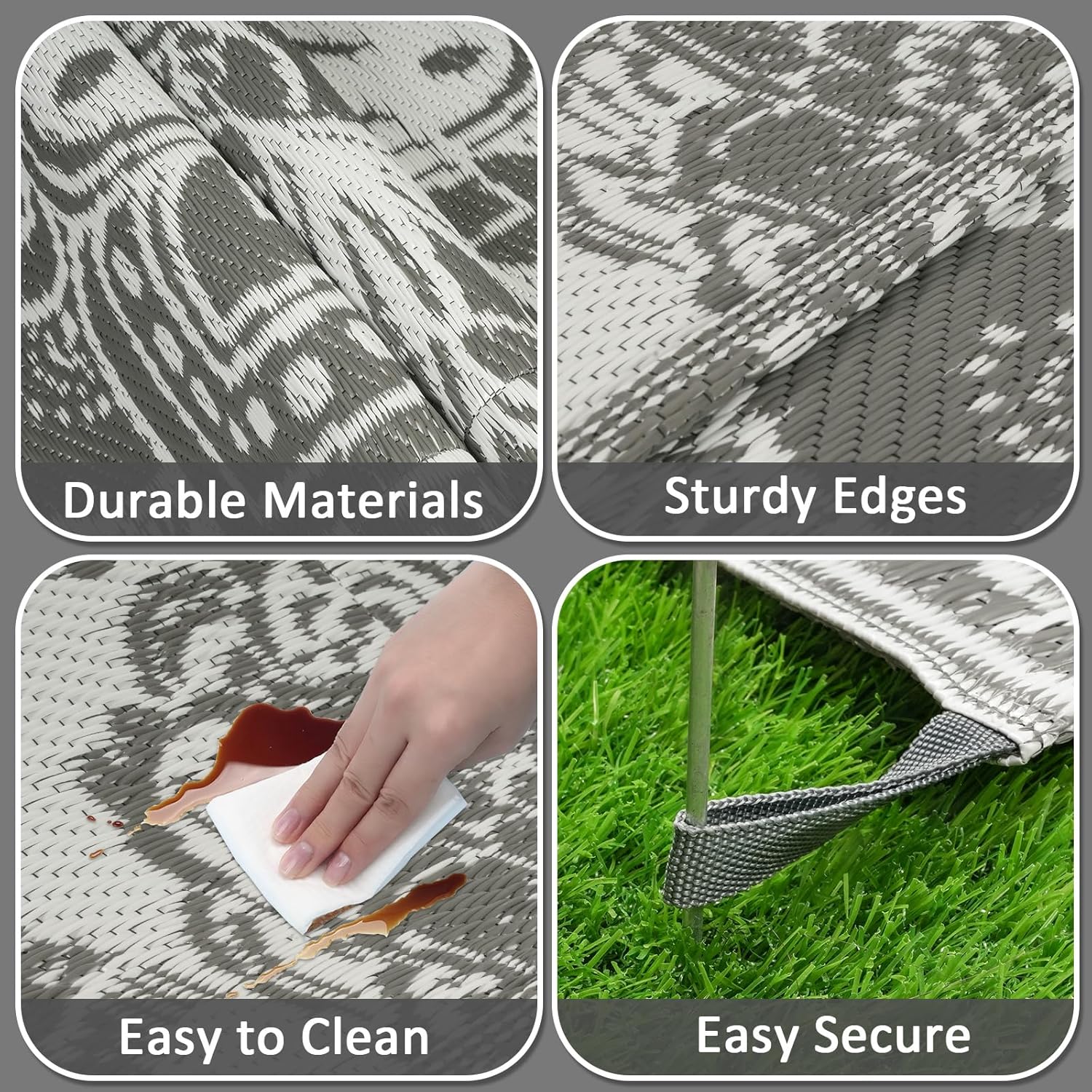 Thumbnail 2 de IMIYOKU Outdoor Rug for Patio – Reversible Waterproof Plastic Straw Rug, 150x245cm