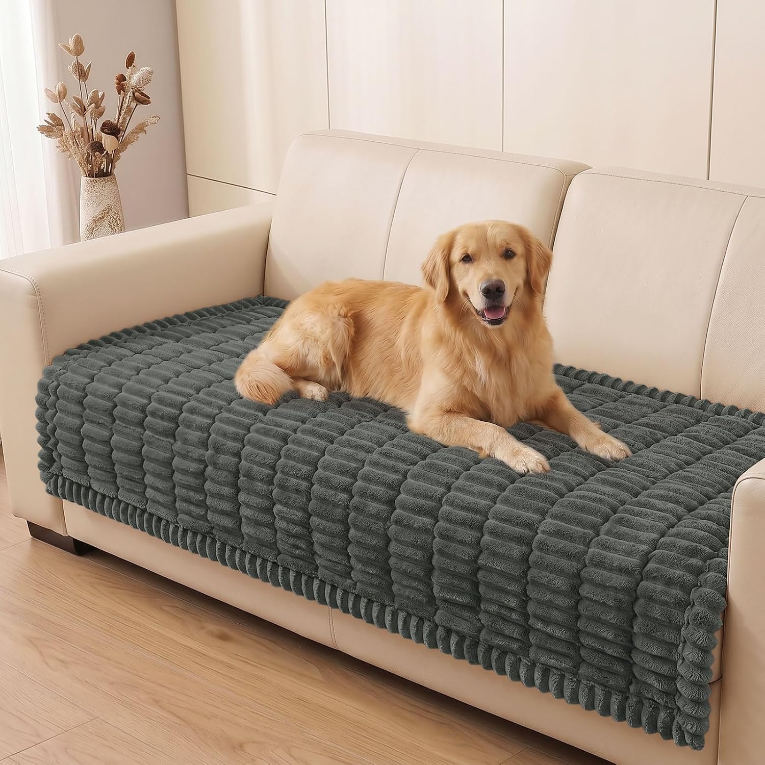 Detalle de Smiry Couch Cover for Dogs, Non-Slip Washable Polyester Sofa Protector, 43" D x 82.7" W