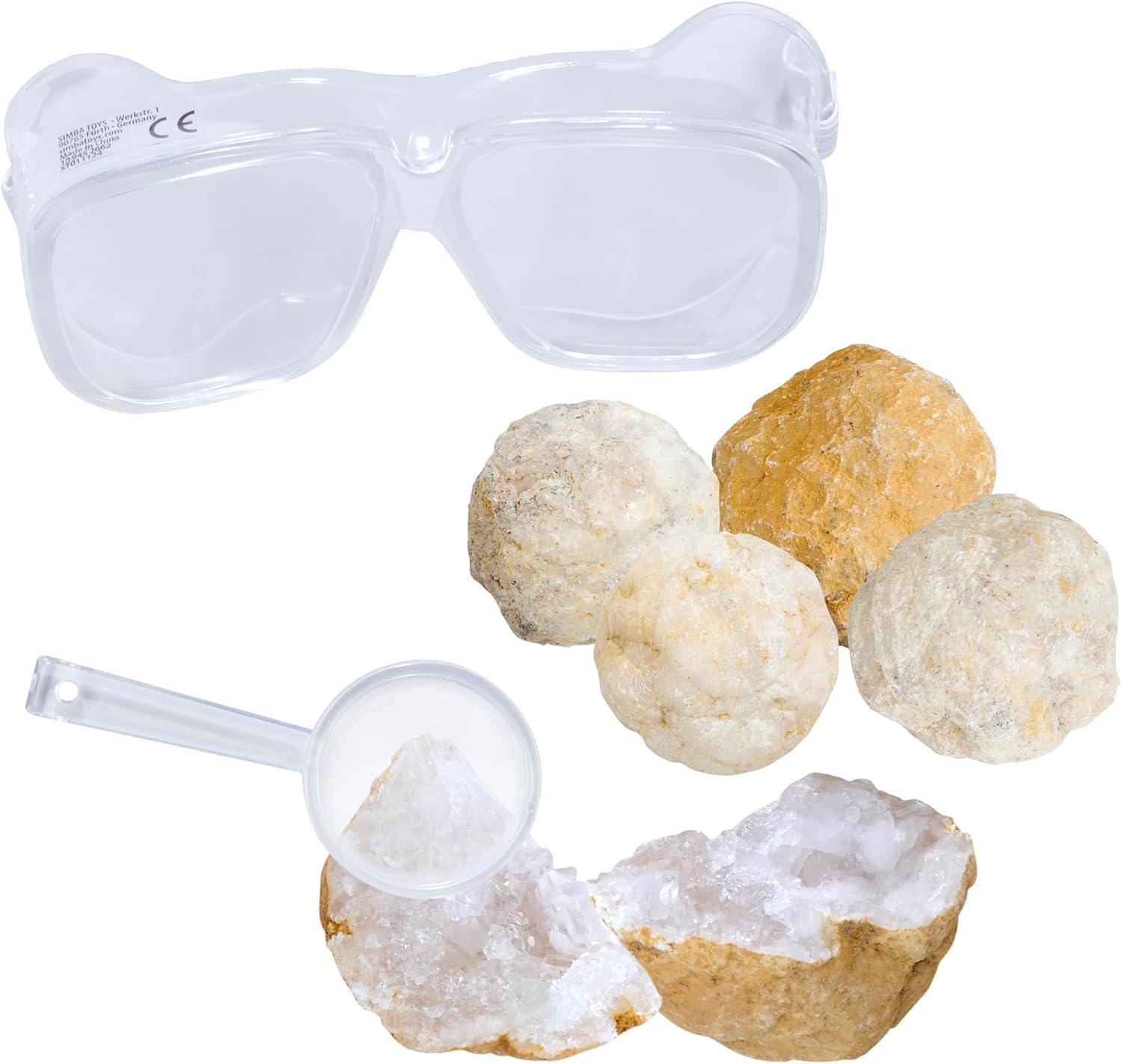 Thumbnail 1 de Simba Scout Geoden zum Aufbrechen (5 Steine) – Entdecker-Set mit Lupe & Schutzbrille, 3–4 cm
