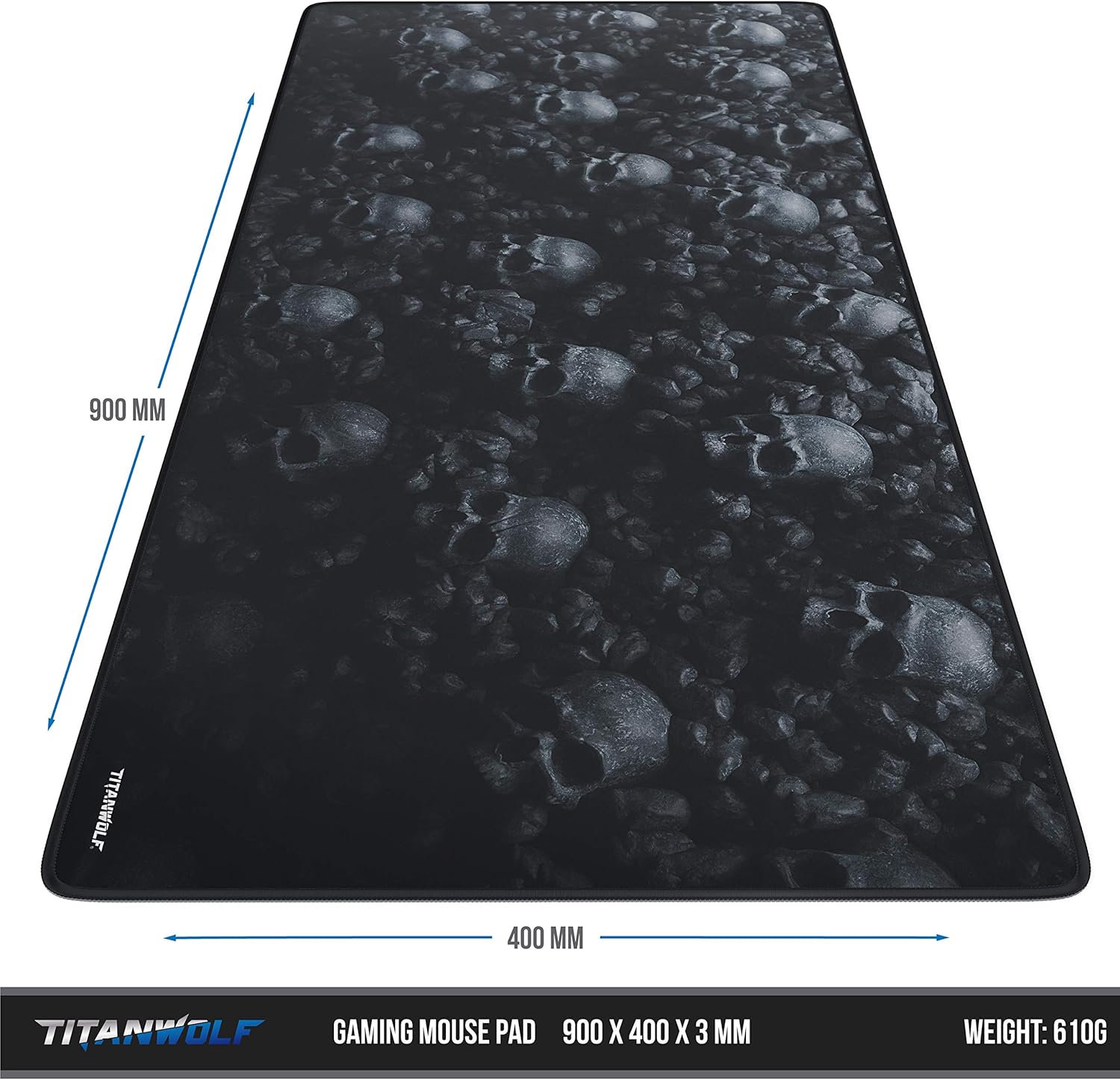 Thumbnail 1 de TITANWOLF XXL Speed Gaming Mouse Pad (900 x 400 mm) – Skulls design