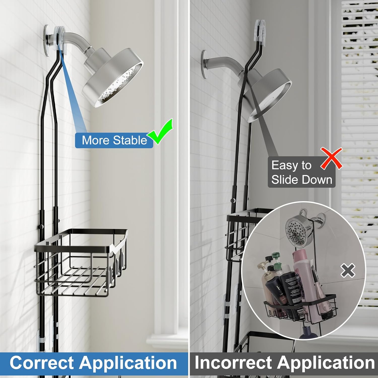 Detalle 2 de Joqixon Upgraded Extended Length Shower Organizer with Hooks
