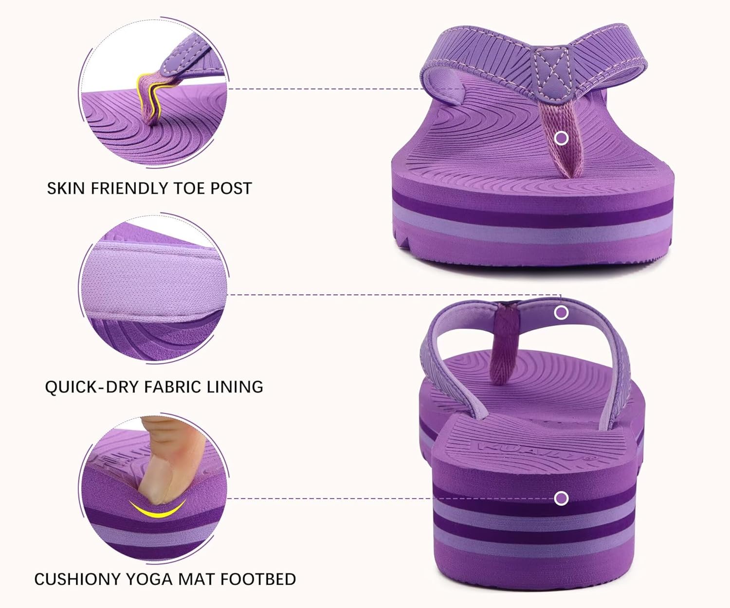 Thumbnail 4 de KuaiLu Damen Flip Flops Komfort Yoga Matte Plattform – Leichtes Strand- und Alltagserlebnis