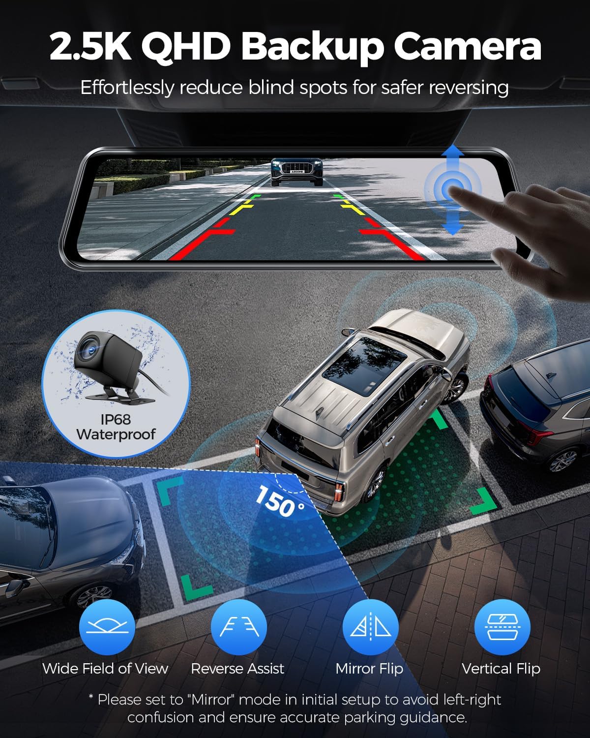 Thumbnail 6 de AZDOME PG17 Max 4K+2.5K Mirror Dash Cam with AR, ADAS, BSD & LCA – 12" Rearview Mirror
