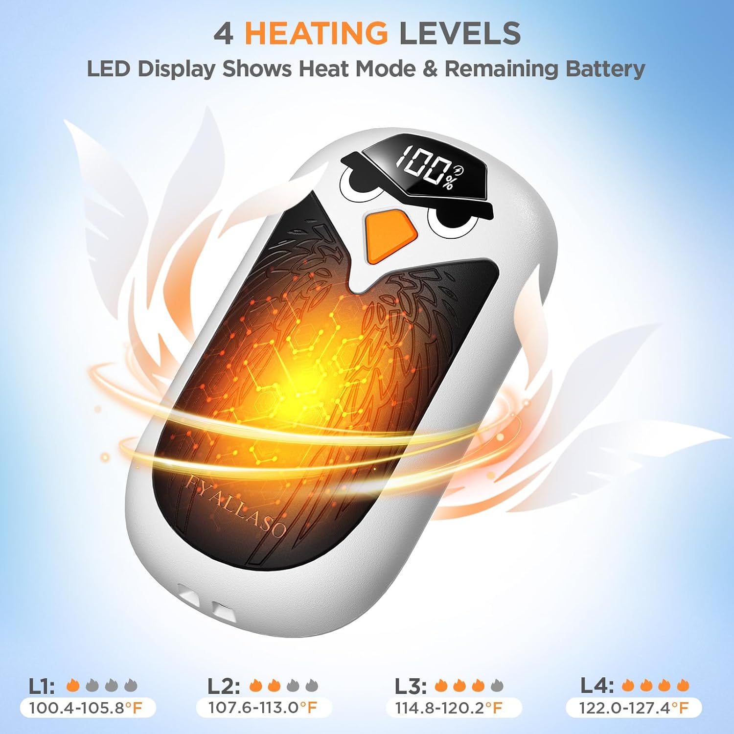 Detalle 2 de FYALLASO YI08 Rechargeable Hand Warmers, 2-Pack with LED Display