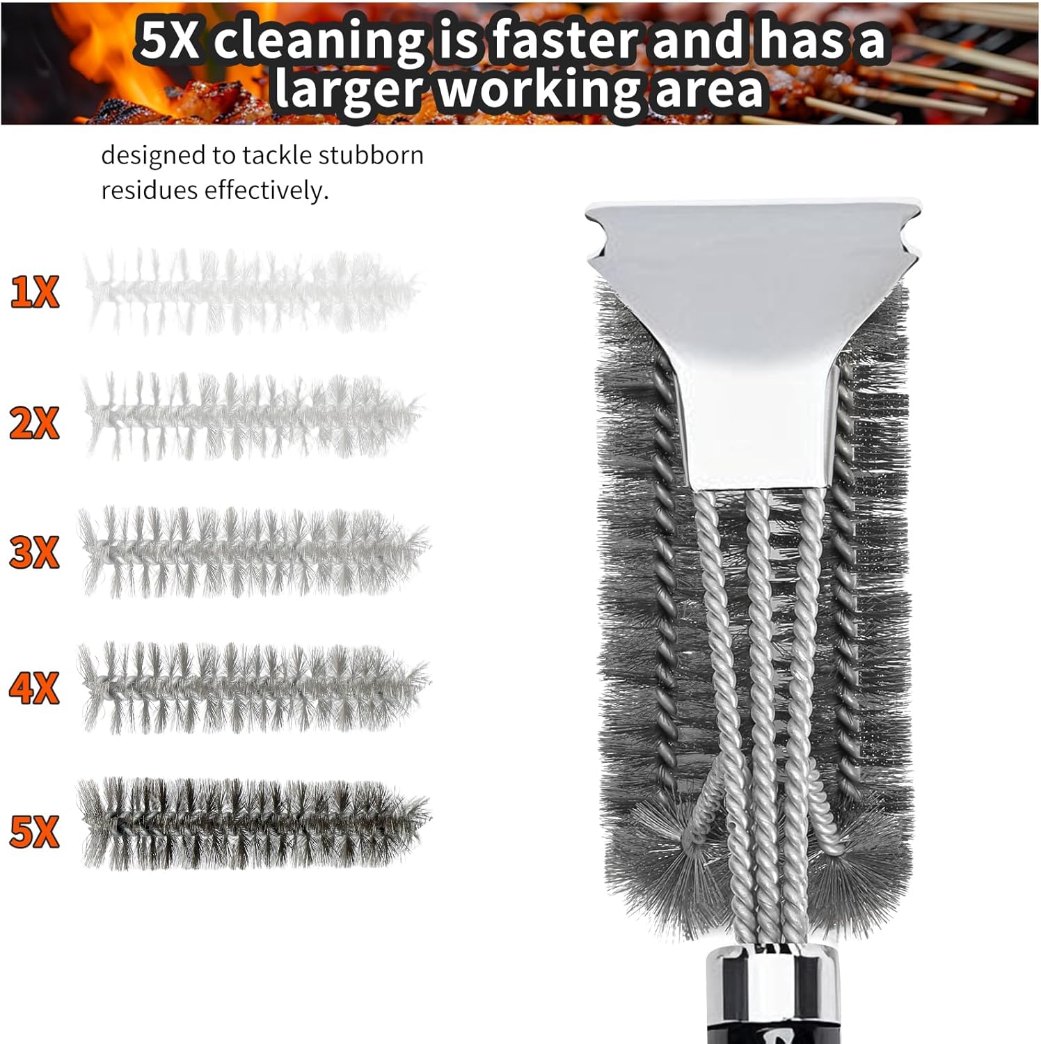 Thumbnail 4 de CNMTCCO 45cm Extra Long Grill Brush and Scraper – Stainless Steel BBQ Cleaner with 360° Bristles