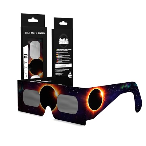 Detalle de Gafas Eclipse Solar Homologadas Absolute Eclipse Aurora Pack 10 | ISO 12312-2 CE EPI