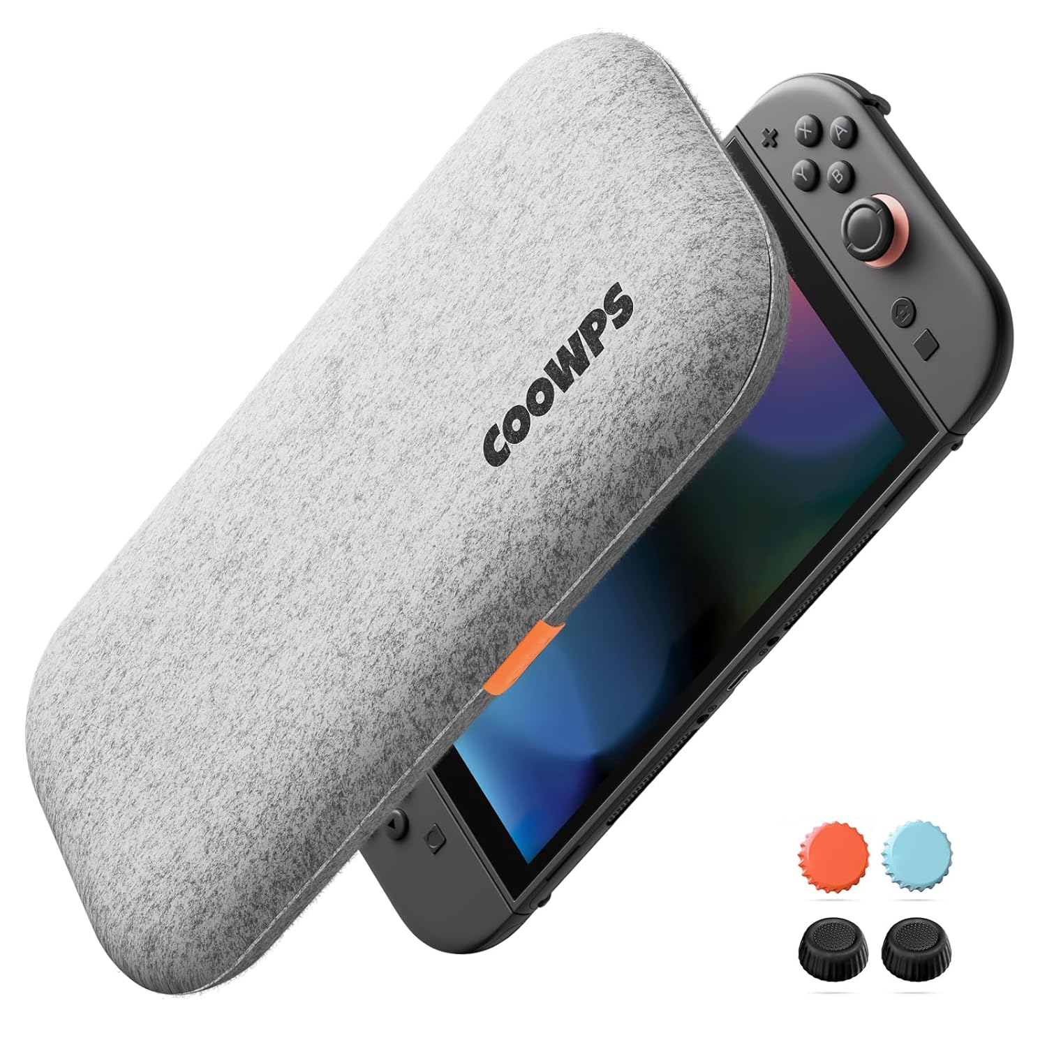 Detalle de COOWPS Ultra Hard Switch 2 Case for Nintendo Switch 2 (2025) with 4 Thumb Grips