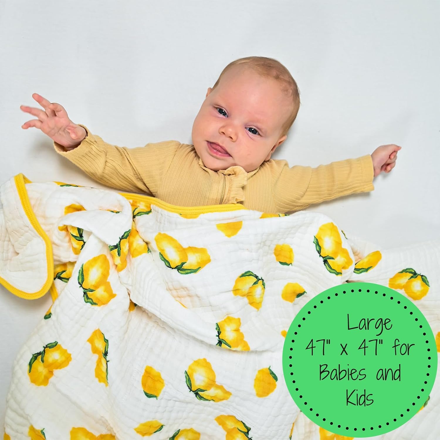 Detalle de LollyBanks Muslin Baby Blanket 47 x 47 in
