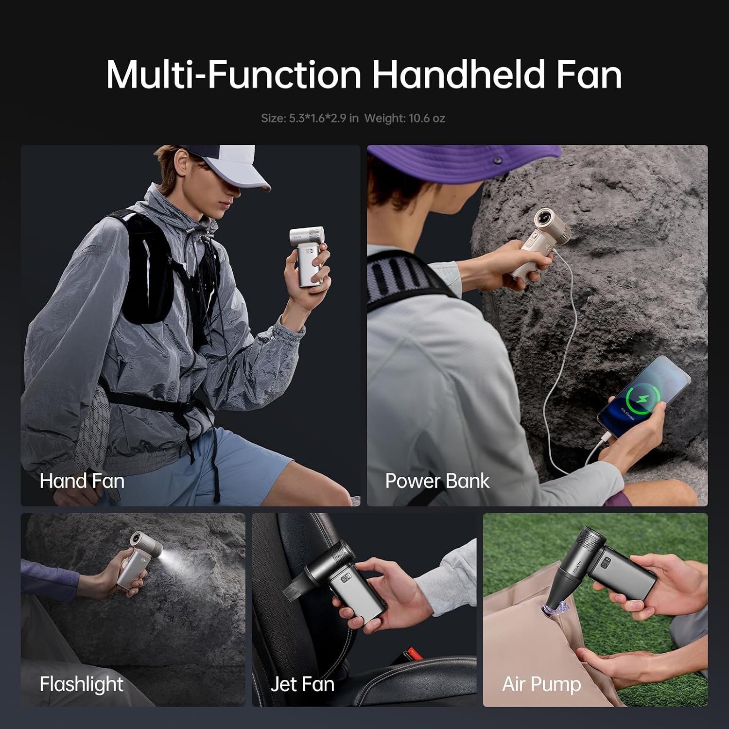 Detalle 2 de JISULIFE Ultra2 9000mAh Portable Fan 🌀
