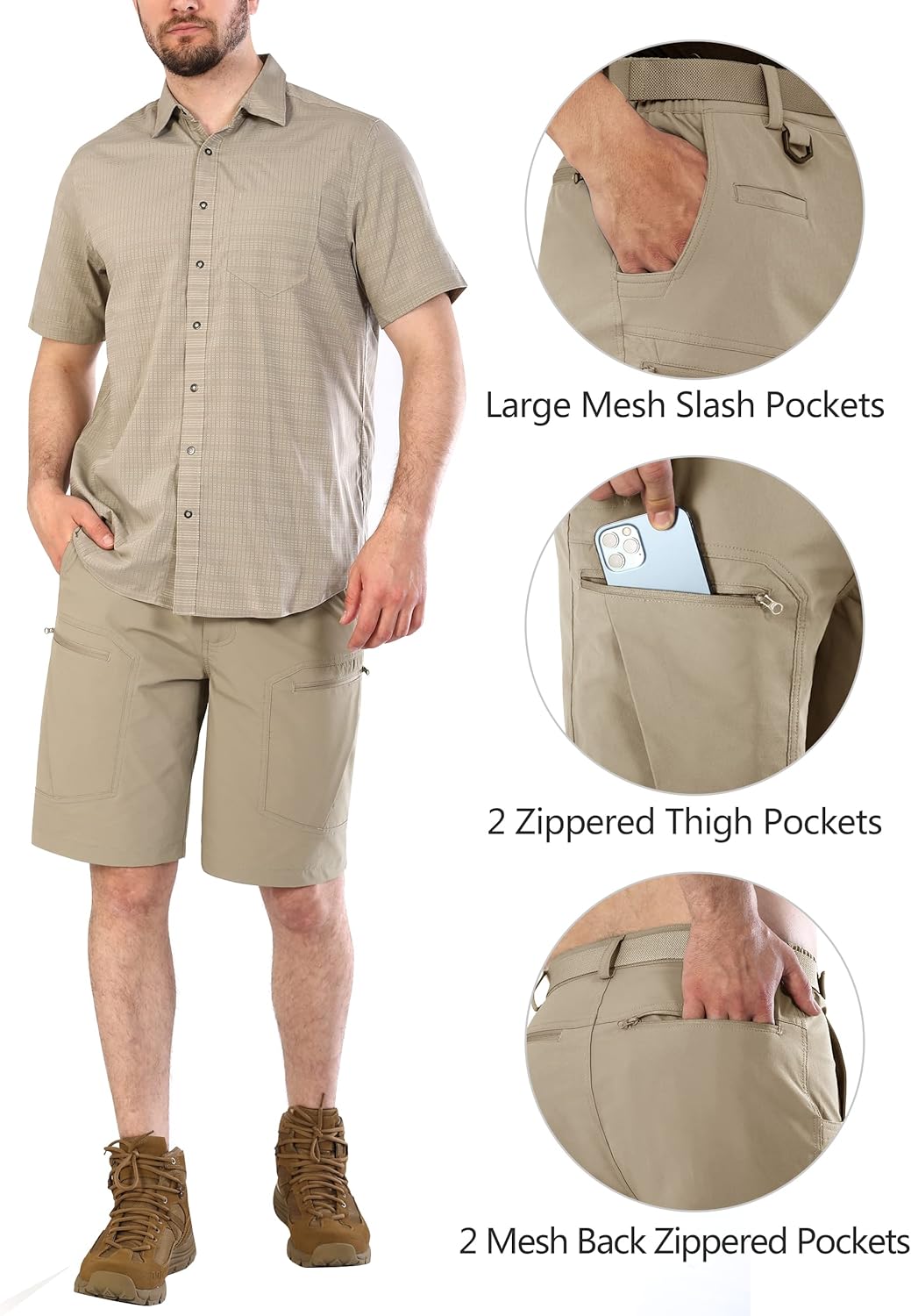 Thumbnail 3 de Shallowlulu Men's Cargo Hiking Shorts: Water-Resistant, Quick-Dry, Lightweight Tactical Shorts