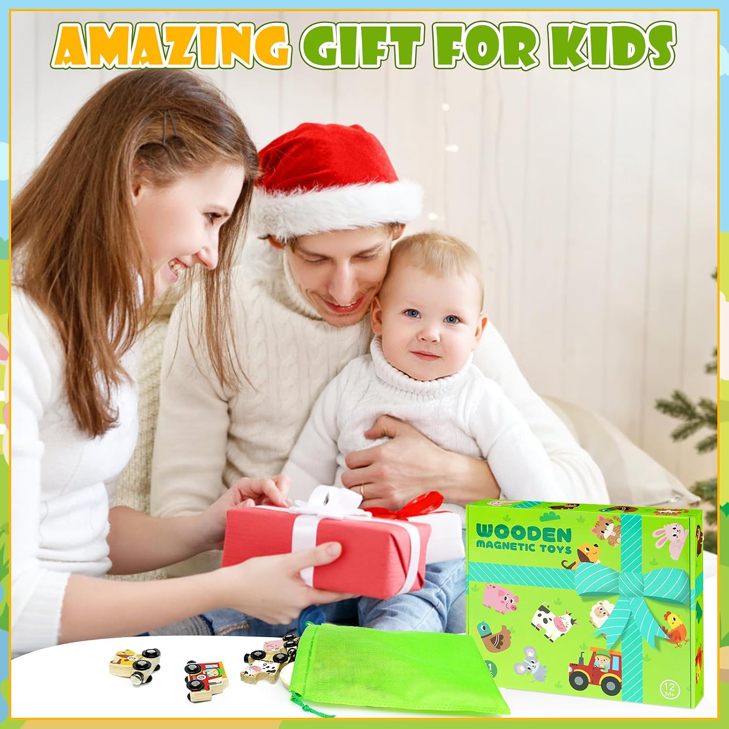 Thumbnail 5 de Toddler Wooden Train Toys: Magnetic Farm Train Set for 1–3 Year Olds