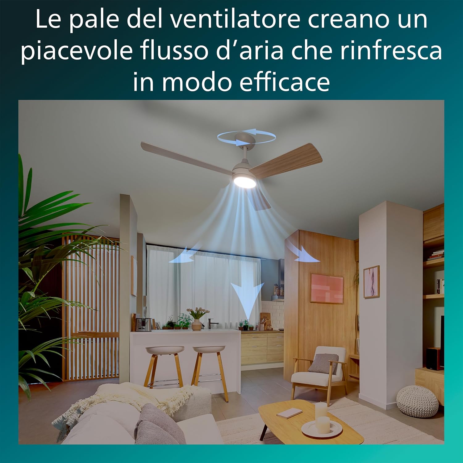 Thumbnail 2 de Philips Civx Fixed Blade Fan con LED, 132 cm: 35W + 24W, 6 velocità, luce LightWood/White ON