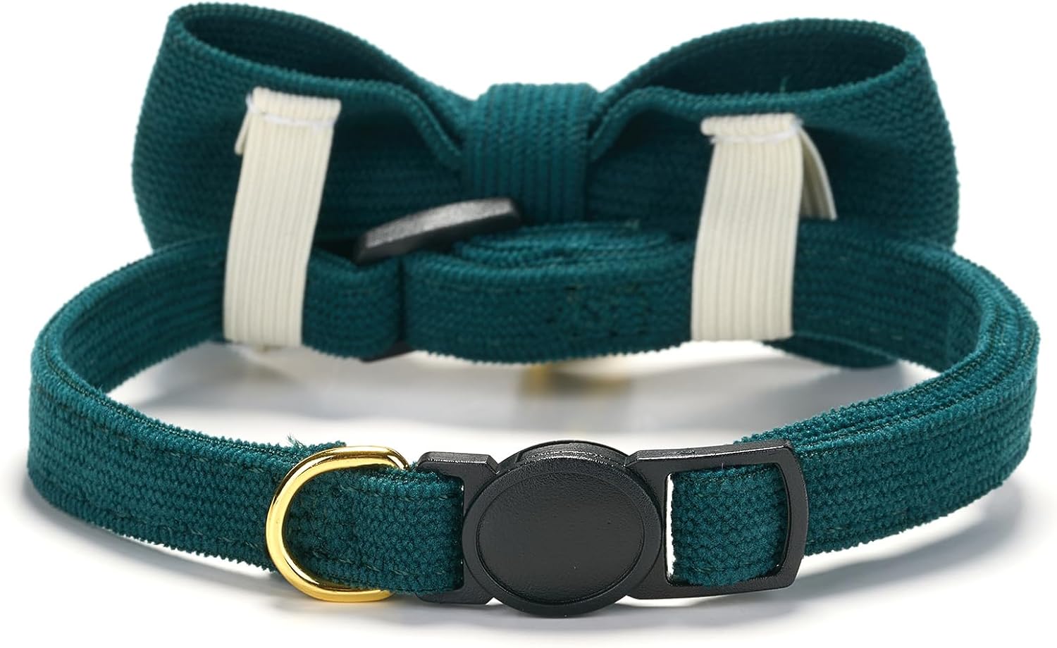 Thumbnail 3 de YUDOTE Ultra-soft natural cotton corduroy cat collar (green) with quick-release buckle and removable bow tie
