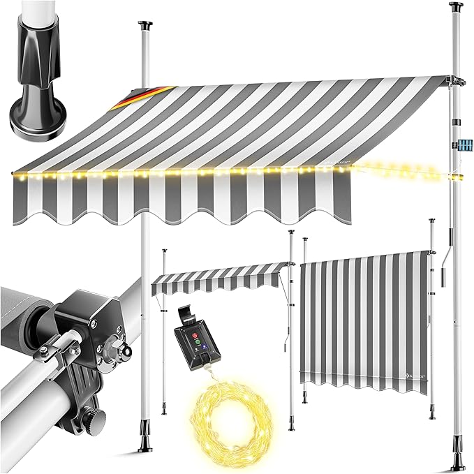 KESSER® Toldo Balcón con LED 💡, Resistente y Regulable, 400 cm