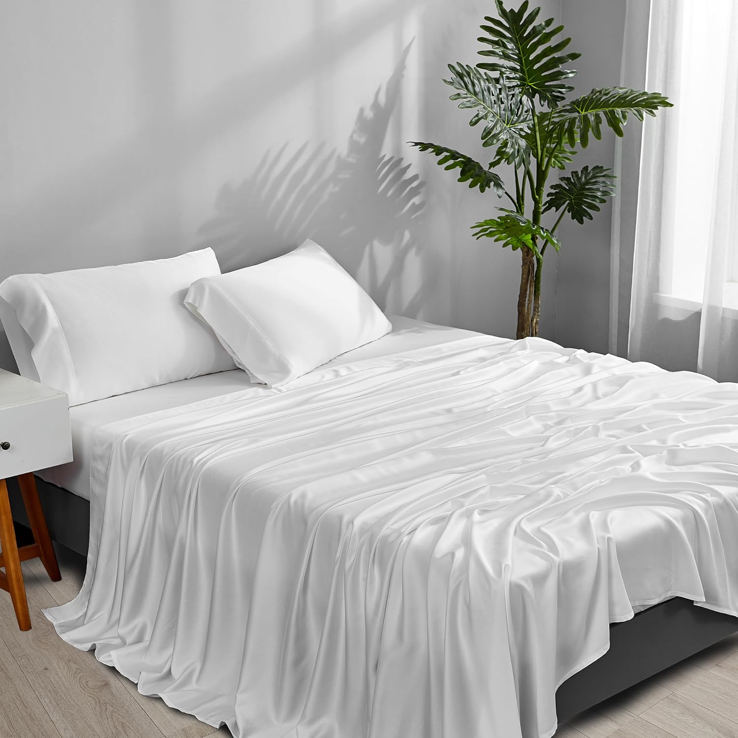Detalle de ACCURATEX Bamboo Cooling Sheets, King Size, 300 Thread Count, 16-Inch Pockets