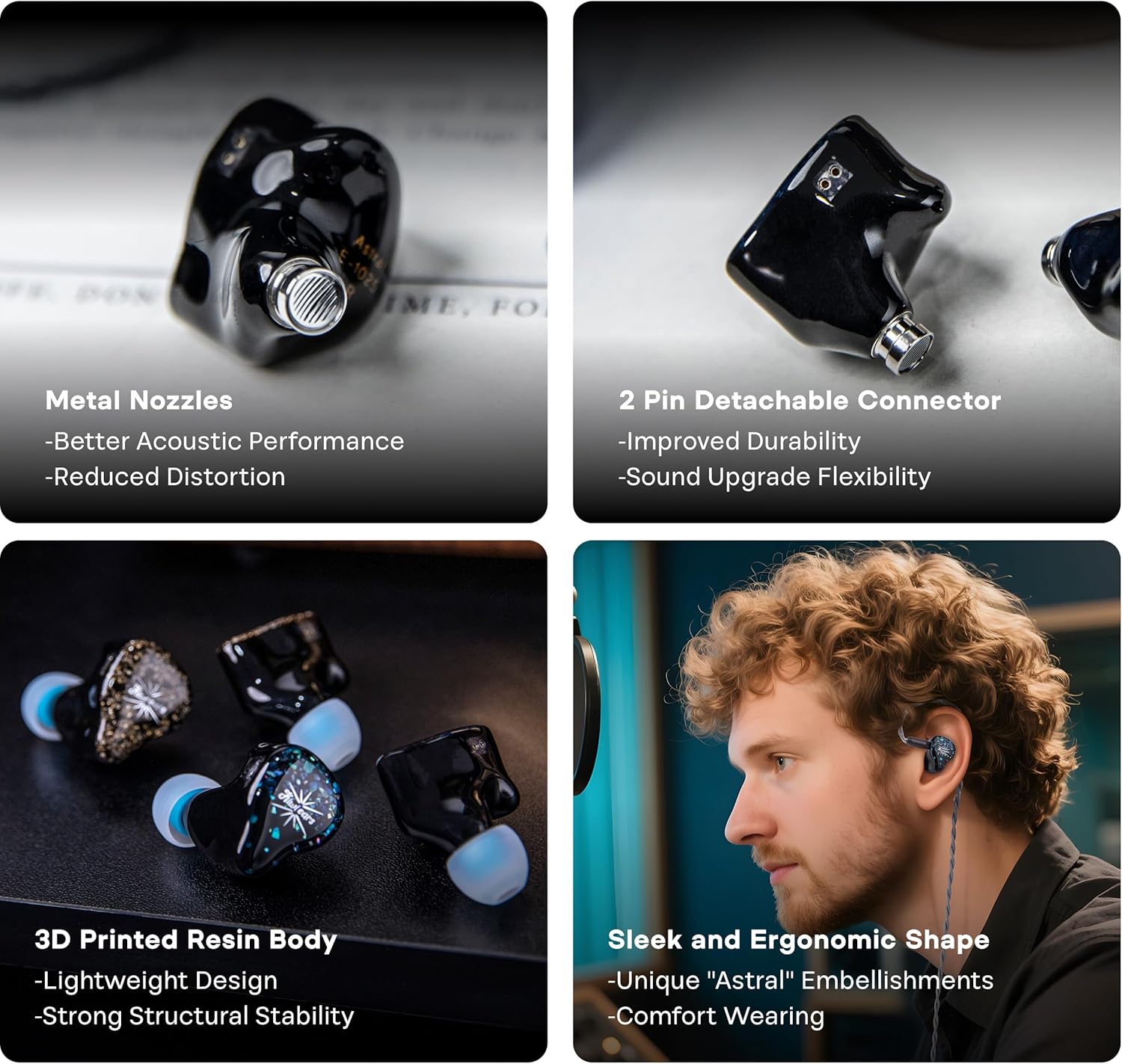 Thumbnail 4 de Linsoul Kiwi Ears Astral Hybrid 1DD+6BA Wired In-Ear Monitors (Blue) for Studio Recording, Mixing & Gaming