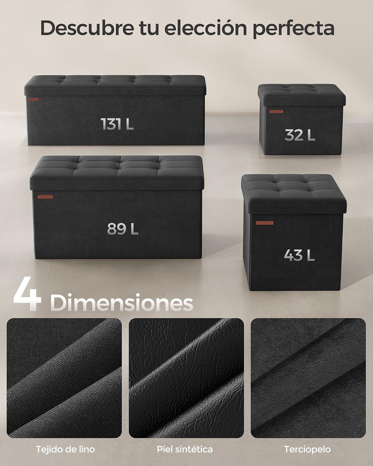 Thumbnail 6 de SONGMICS LSF277B01 puff almacenaje 131 L