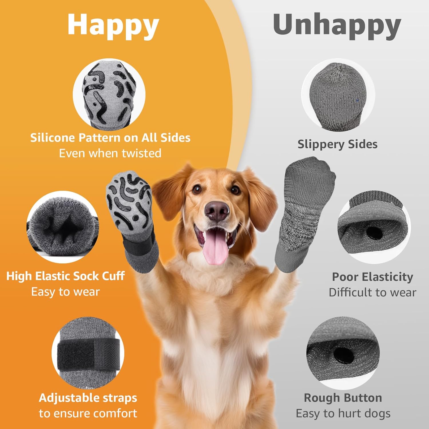 Thumbnail 2 de 2 Pairs Anti-Slip Dog Paw Socks Grey S