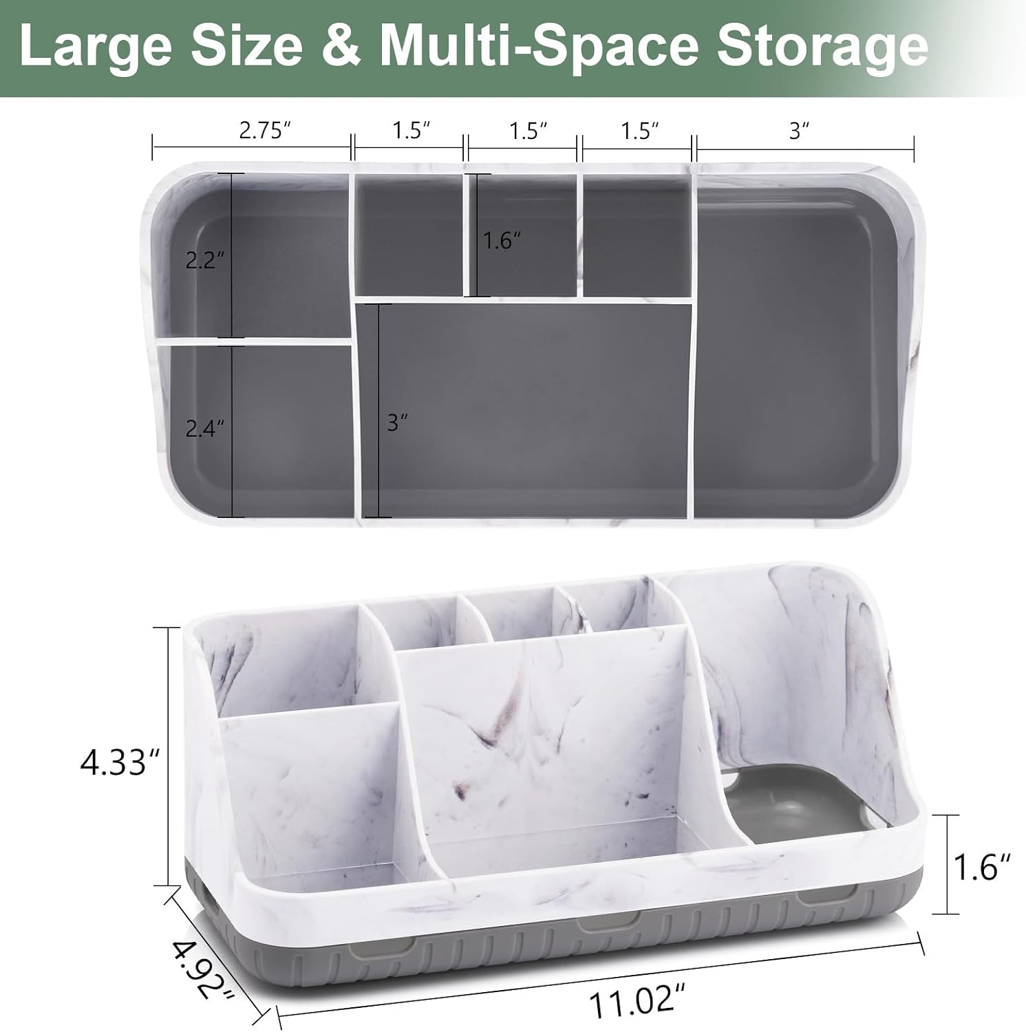 Thumbnail 6 de GFWARE Bathroom Countertop Organizer Toothbrush Holder, Marble Grey, 7 Compartments