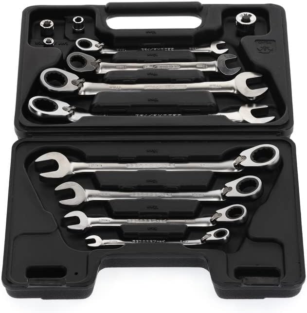 Detalle de Gedore Red R07203012 – klucze płasko-oczkowe z grzechotką 8–19 mm