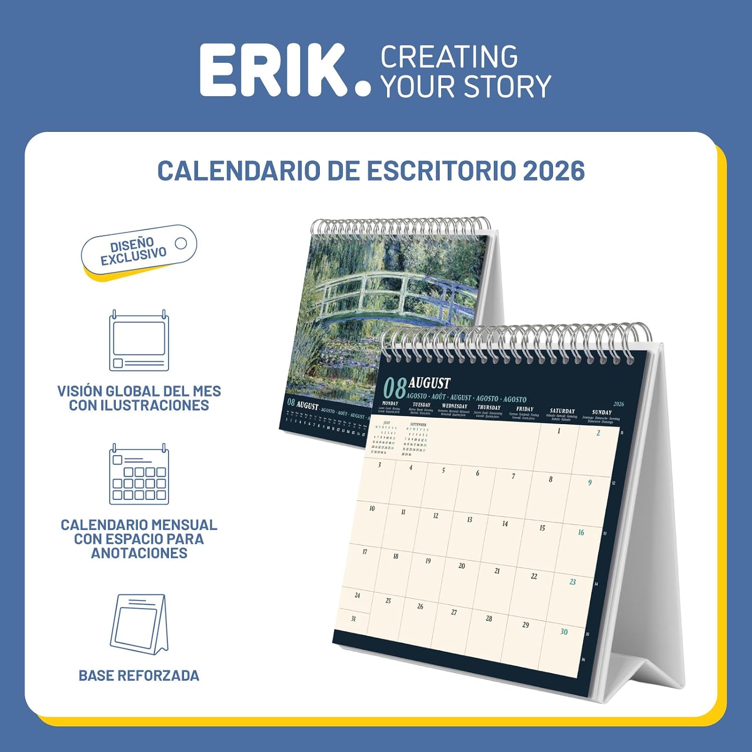 Thumbnail 2 de Grupo Erik Calendario sobremesa Monet 2026 — 19,5x16,5 cm