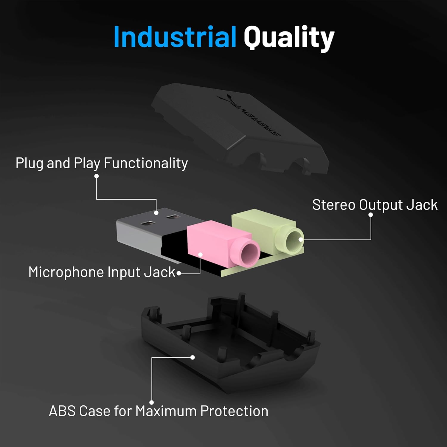 Thumbnail 4 de SABRENT USB to AUX Adapter (AU-MMSA) – external USB sound card with 3.5mm jack for headphones & mic