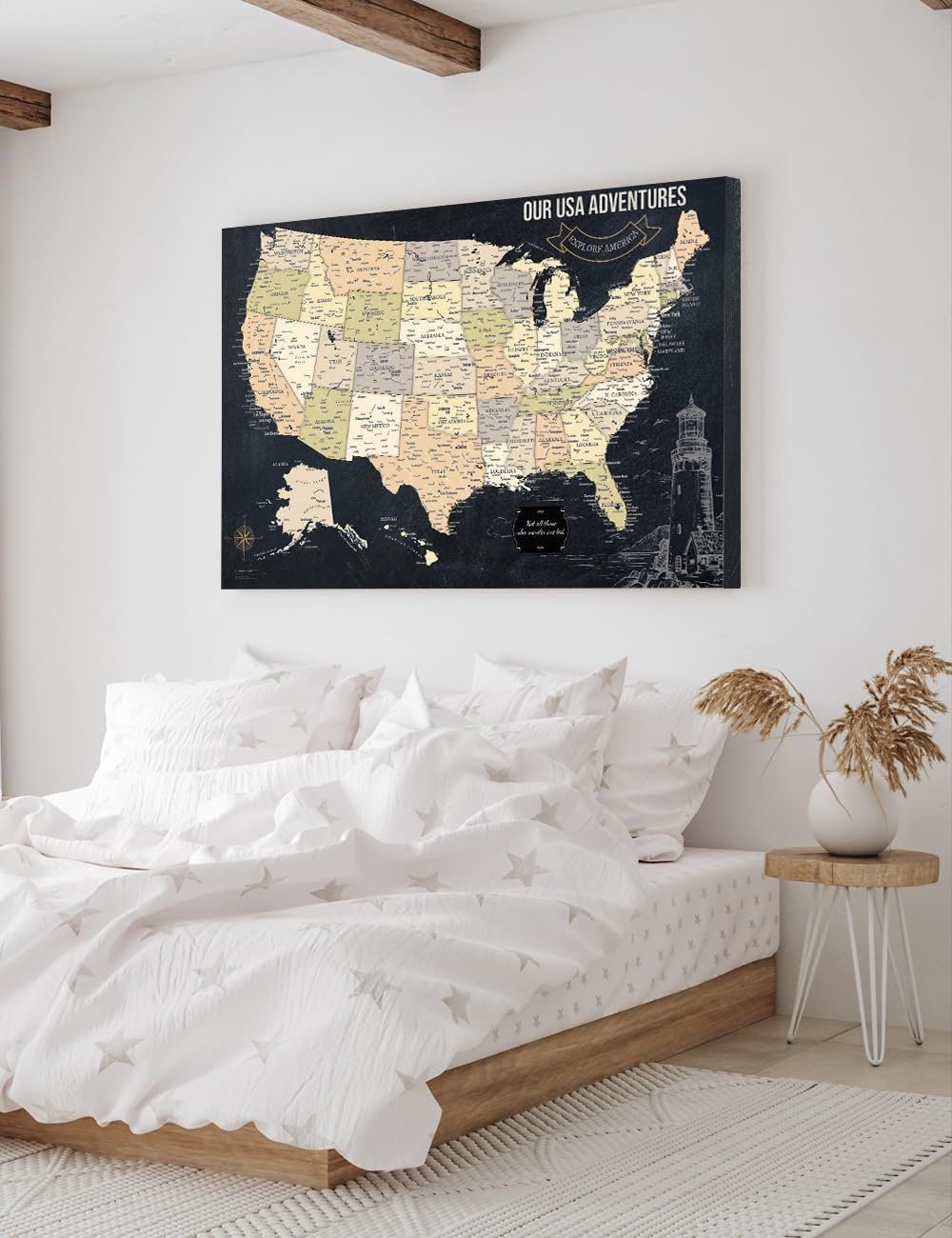 Thumbnail 3 de IPIC USA Map Wall Art 36 x 24 in