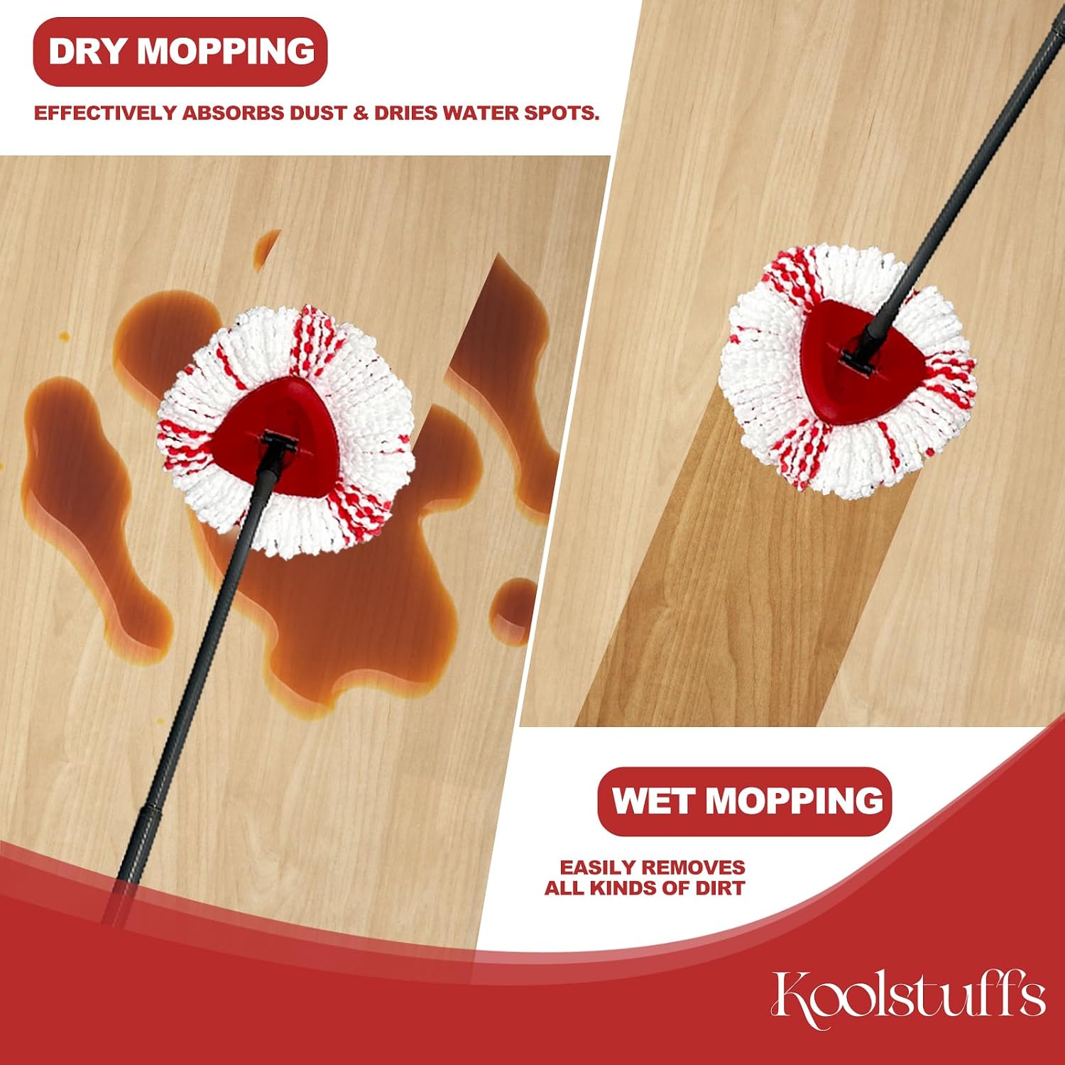 Thumbnail 6 de [2026 New Version] Mop Head Replacement — 3 Pack Spin Mop Heads for Easy Wring 1-Tank System