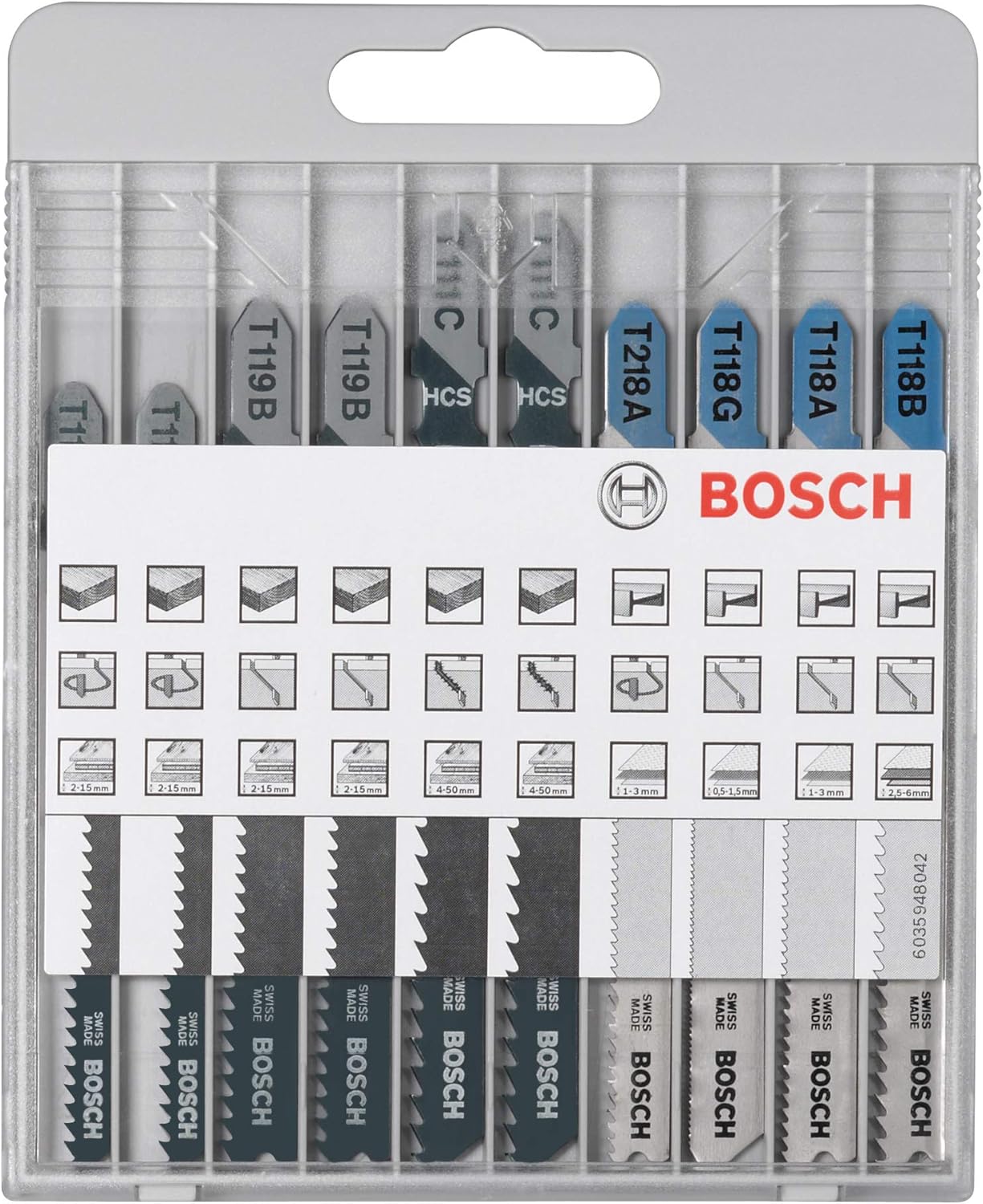Detalle de Bosch Accessories – Jeu de 10 lames de scie sauteuse Basic (bois et métal)