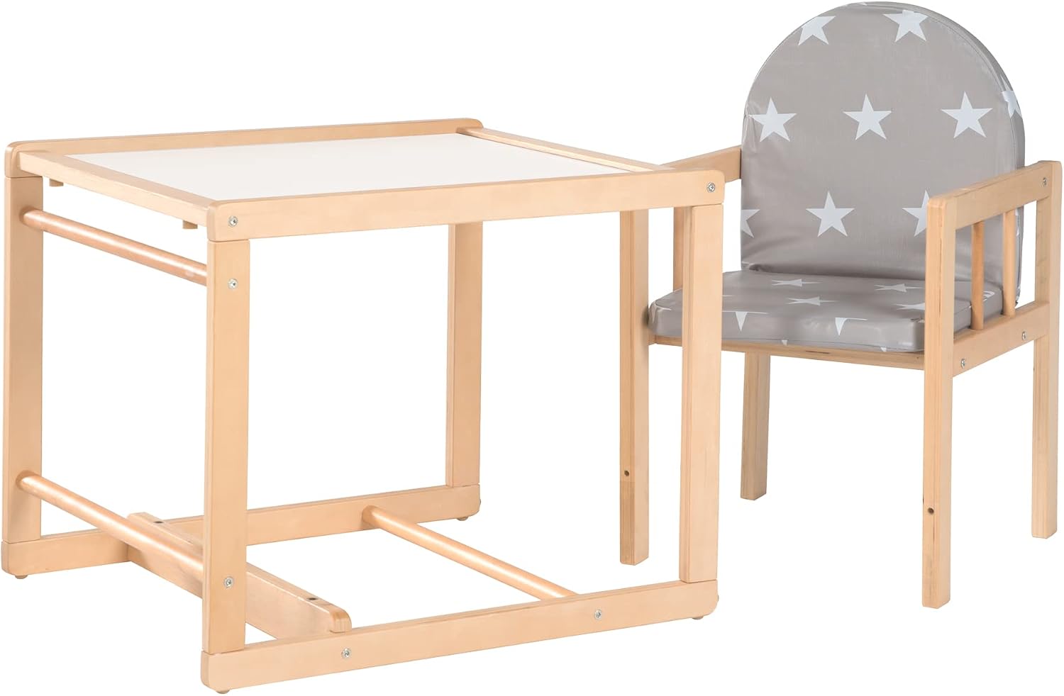 Thumbnail 3 de Roba Chaise Haute Little Stars en Bois – Siège Rembourré Destiny des Étoiles, Convertible Table et Chaise – Naturel