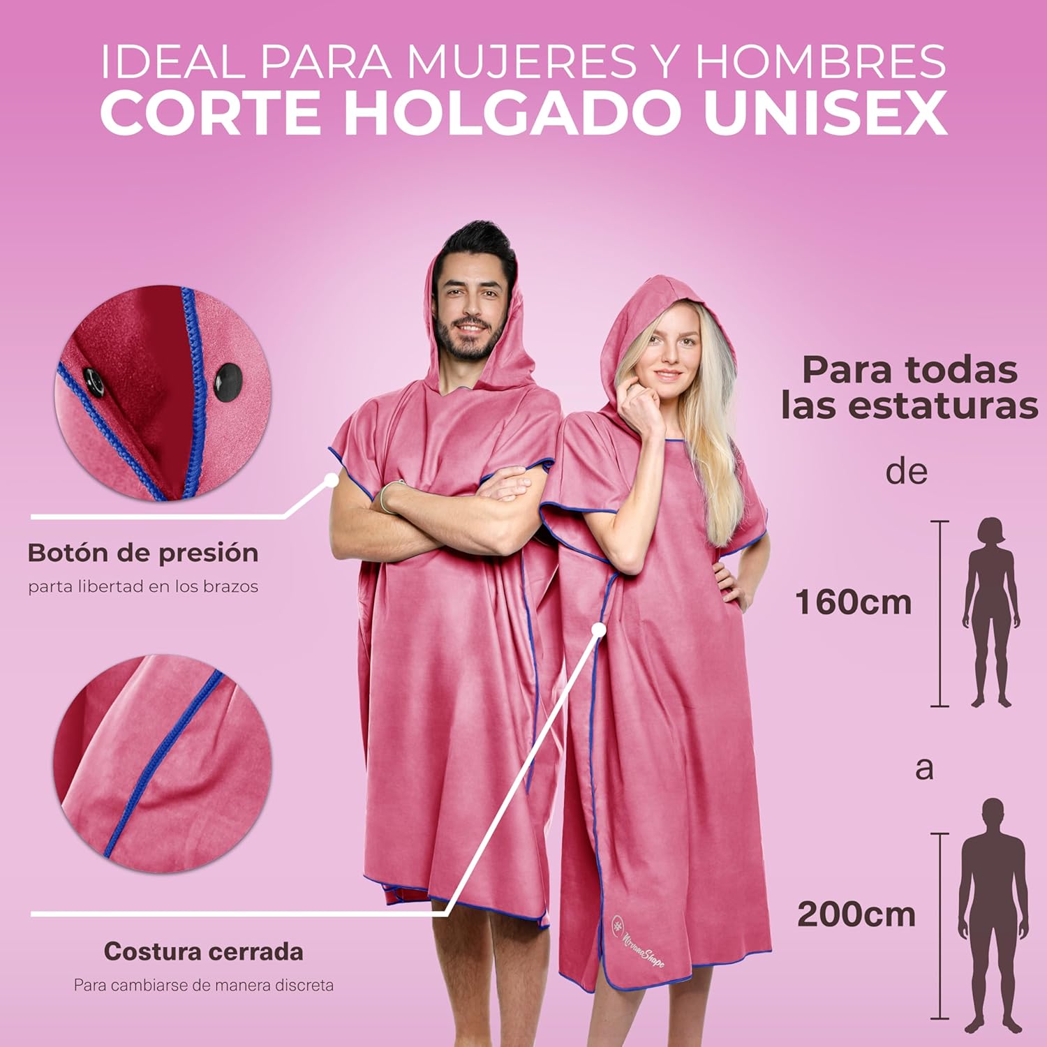 Detalle de NirvanaShape Toalla Poncho Secado Rápido para Adultos 🏄