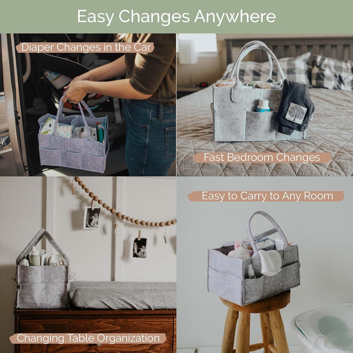 Detalle 2 de Parker Baby Diaper Caddy Gray — Diaper Organizer