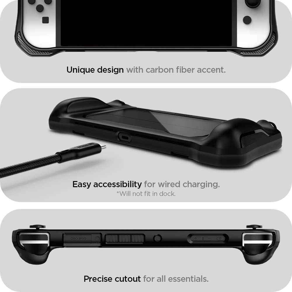Thumbnail 6 de Spigen Rugged Armor custodia rigida da viaggio per Nintendo Switch OLED (HEG-001) – Nero