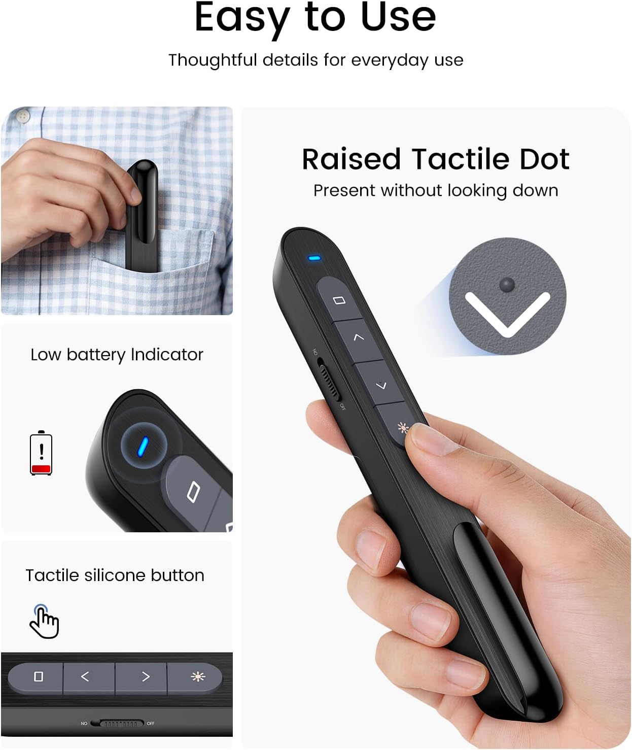Detalle de Hyperlink Wireless Presenter 2.4GHz USB Clicker 🎤