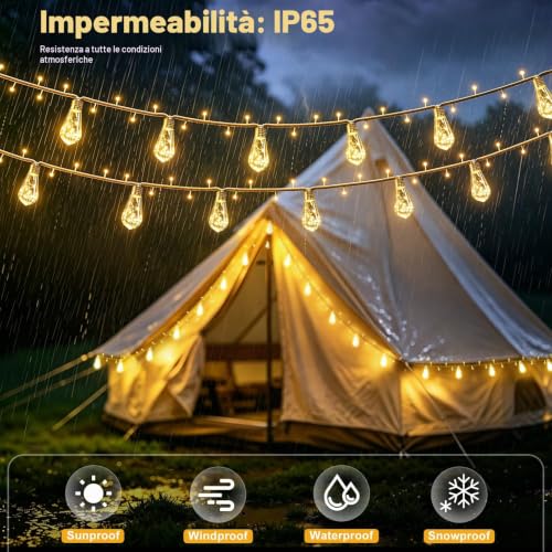 Detalle de Catena Luminosa Esterno Solare 10M con 15 Lampadine S17 di FIFlying