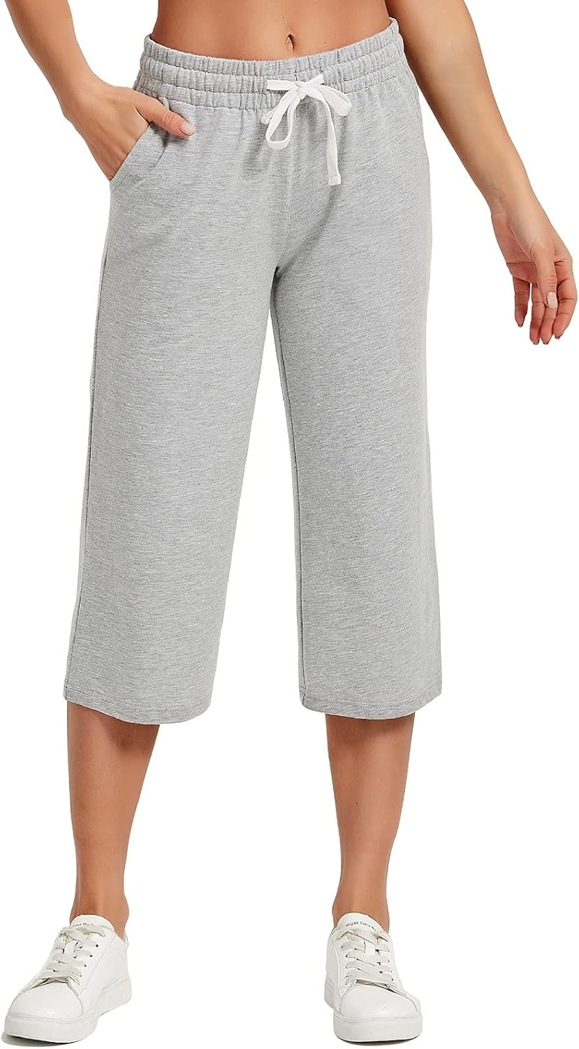 Detalle de SPECIALMAGIC Women Capri Pants Cotton Yoga Wide Leg Pajama Pants Capris Sweatpants