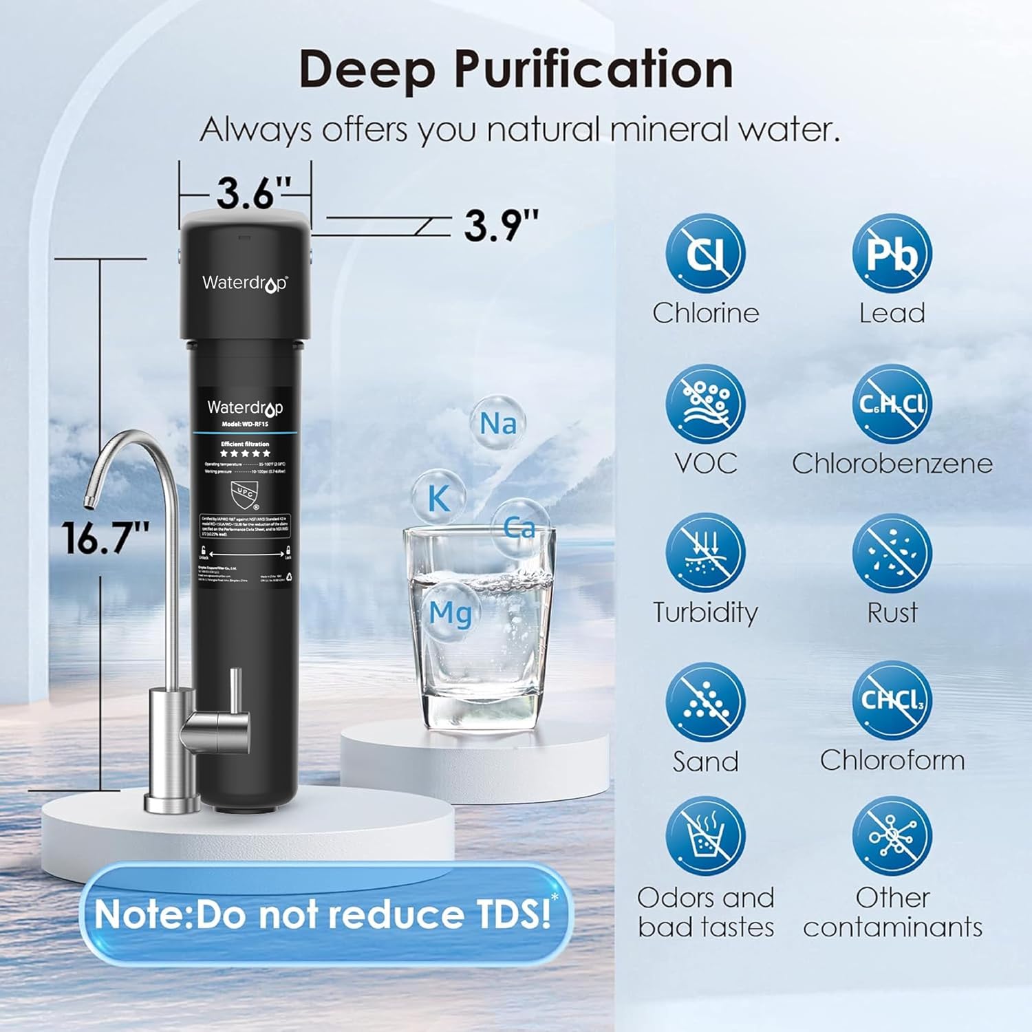 Detalle 2 de Waterdrop 15UB Filtre sous évier robinet dédié