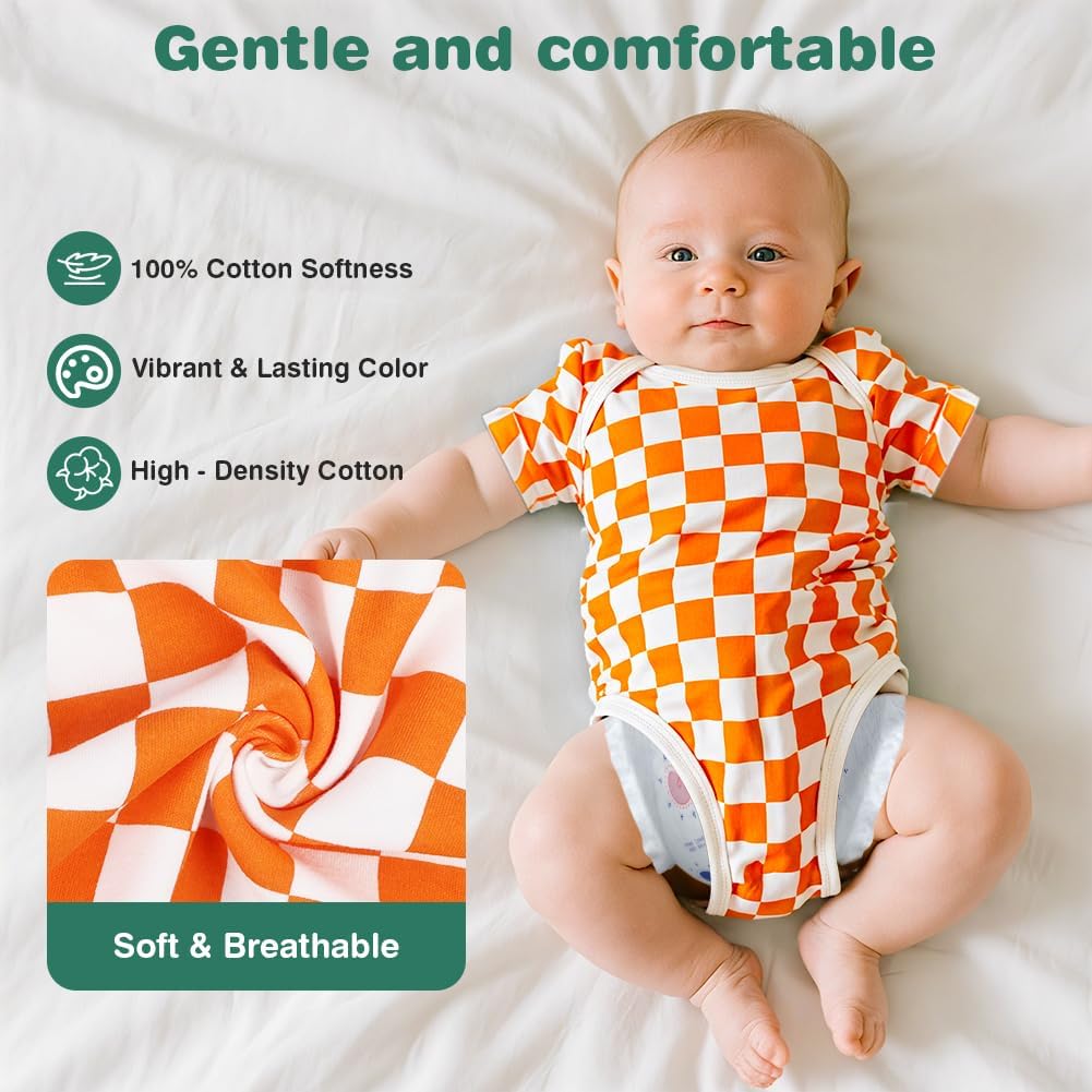 Detalle 2 de Vicloon Baby Bodysuits (Pack of 3/5): Soft Organic Cotton Short Sleeve Vests for Newborns 0–12M