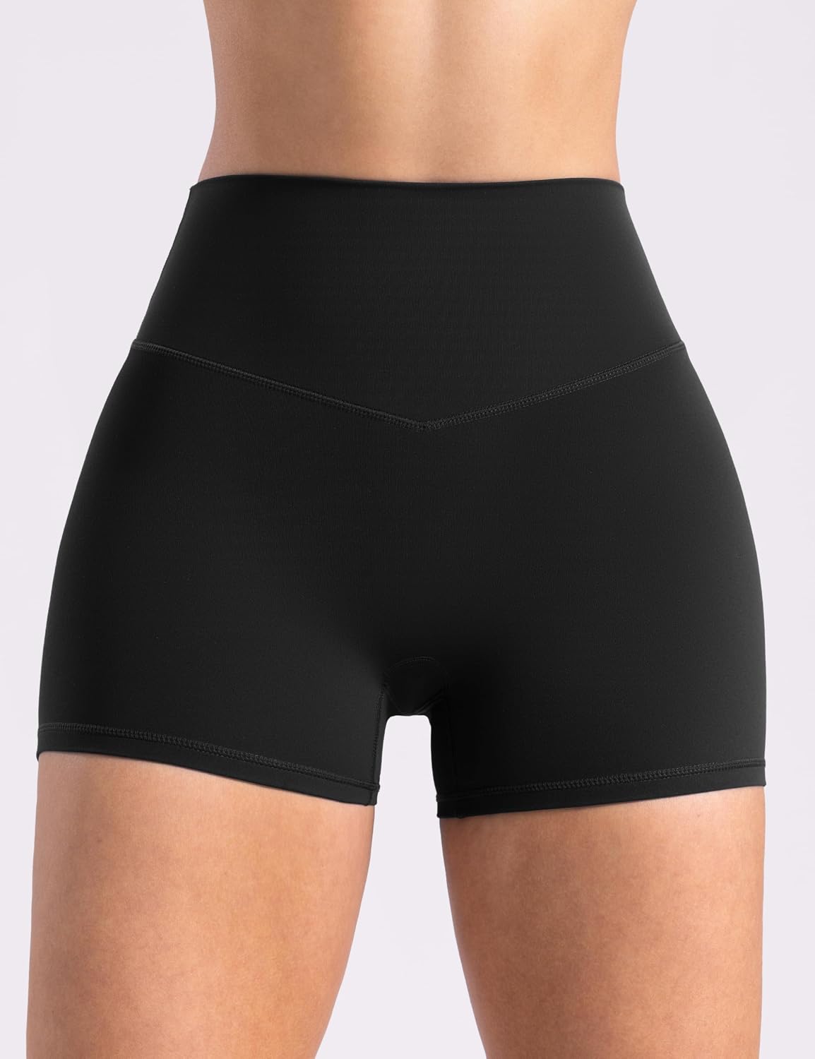 Detalle de ENERBLOOM Women’s Biker Shorts (2.5”, 4”, or 6”) High Waisted No Front Seam Workout Shorts