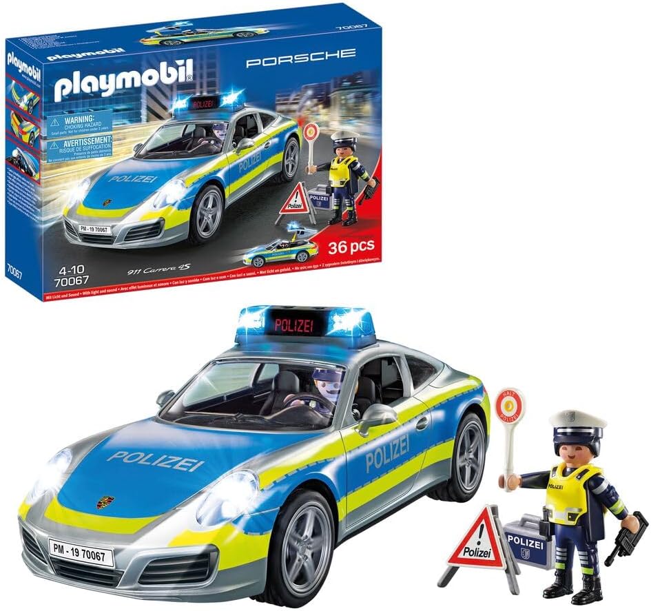 Detalle de PLAYMOBIL Cars Porsche 911 Carrera 4S Polizei mit Licht, Sound und Dach-Abnahme – 70067