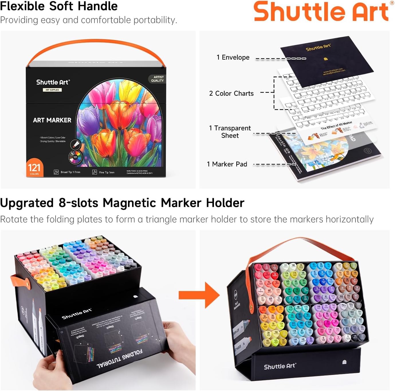 Detalle 2 de Shuttle Art Alkohol Marker Set mit 120 Farben
