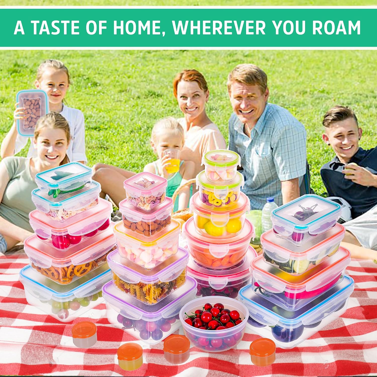 Thumbnail 2 de RockBerry 46 PCS Food Storage Containers Set (23 stackable airtight boxes with 23 lids)