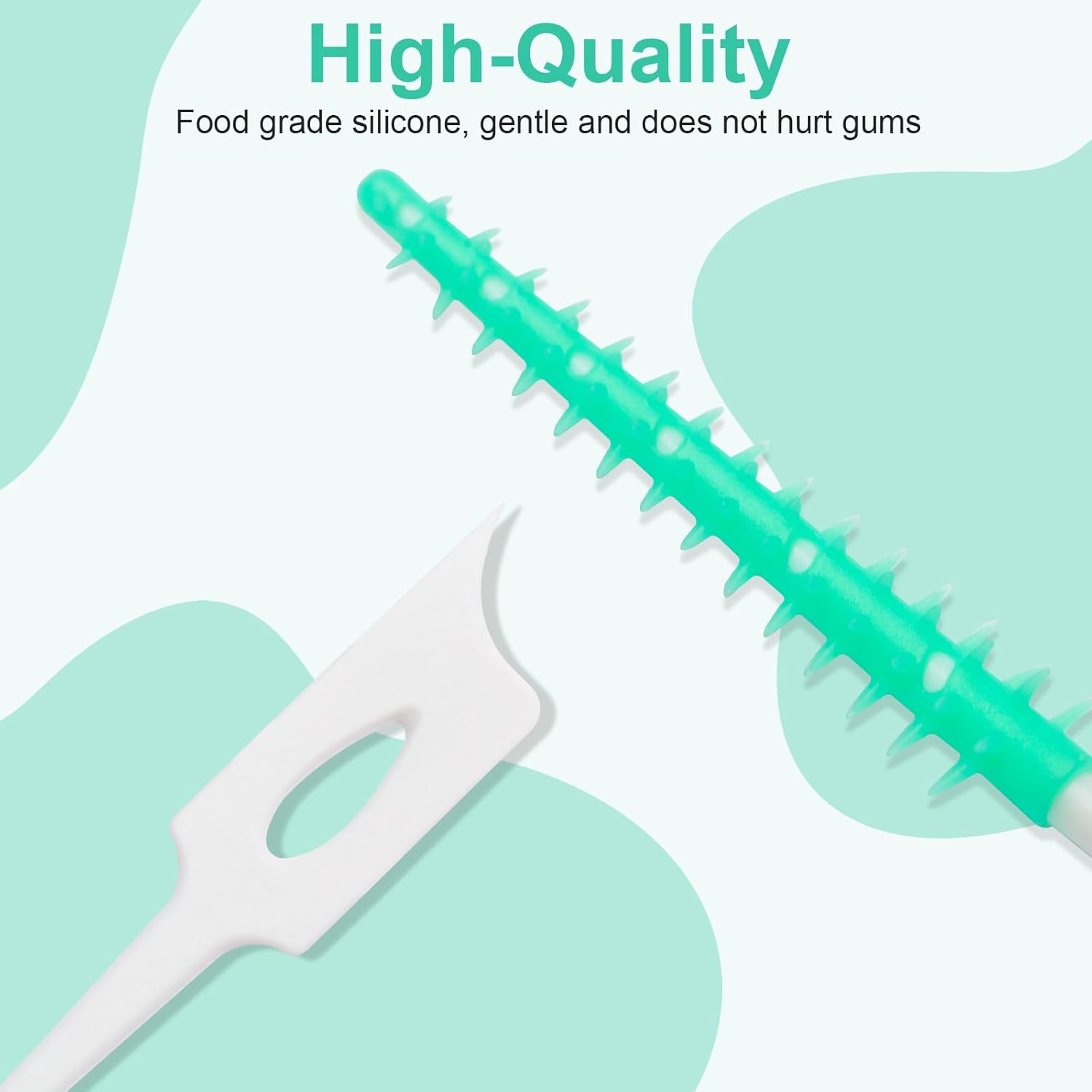 Detalle de ACSKD Dental Floss Picks (200 Count) with Soft Rubber Brush Head and Dual-Ended Interdental Design