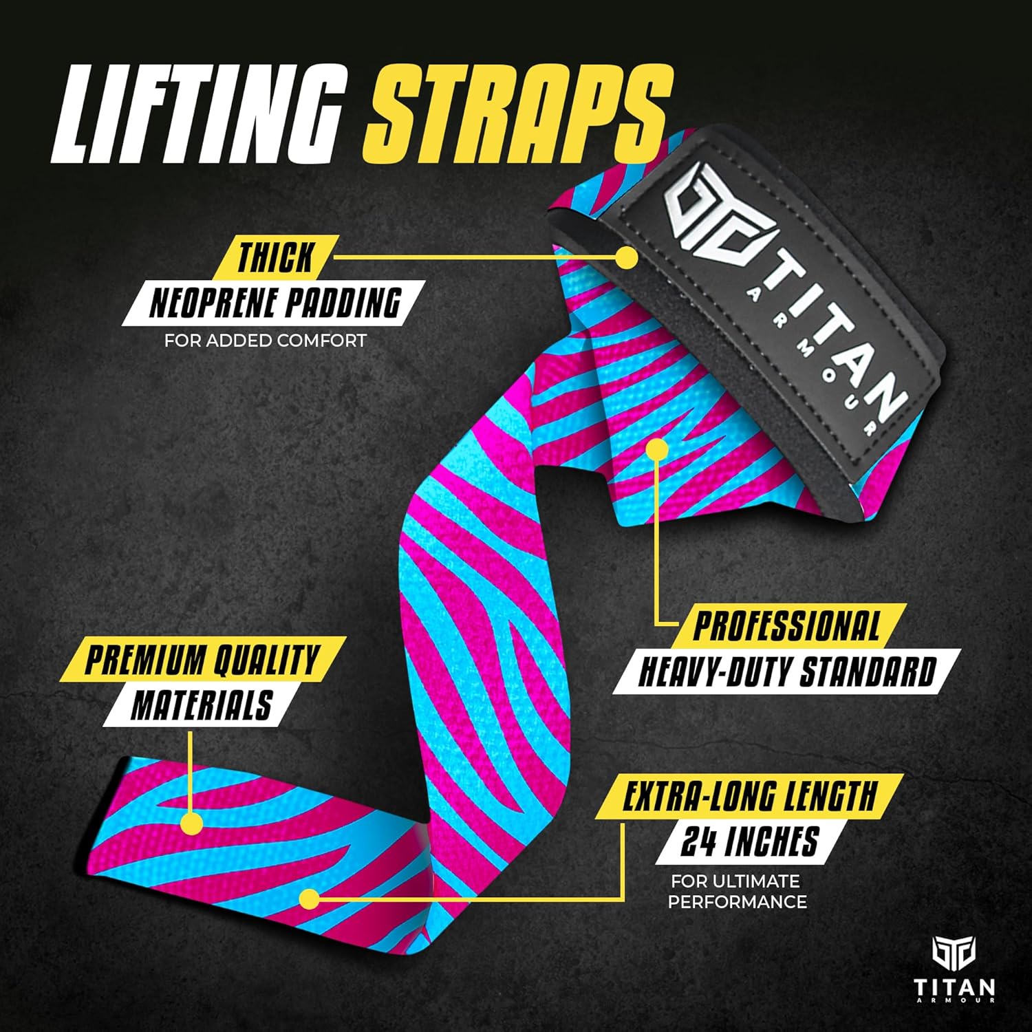 Thumbnail 1 de Titan Armour® Weight Lifting Straps: Extra-Long Neoprene-Padded, Anti-Slip Gel Option