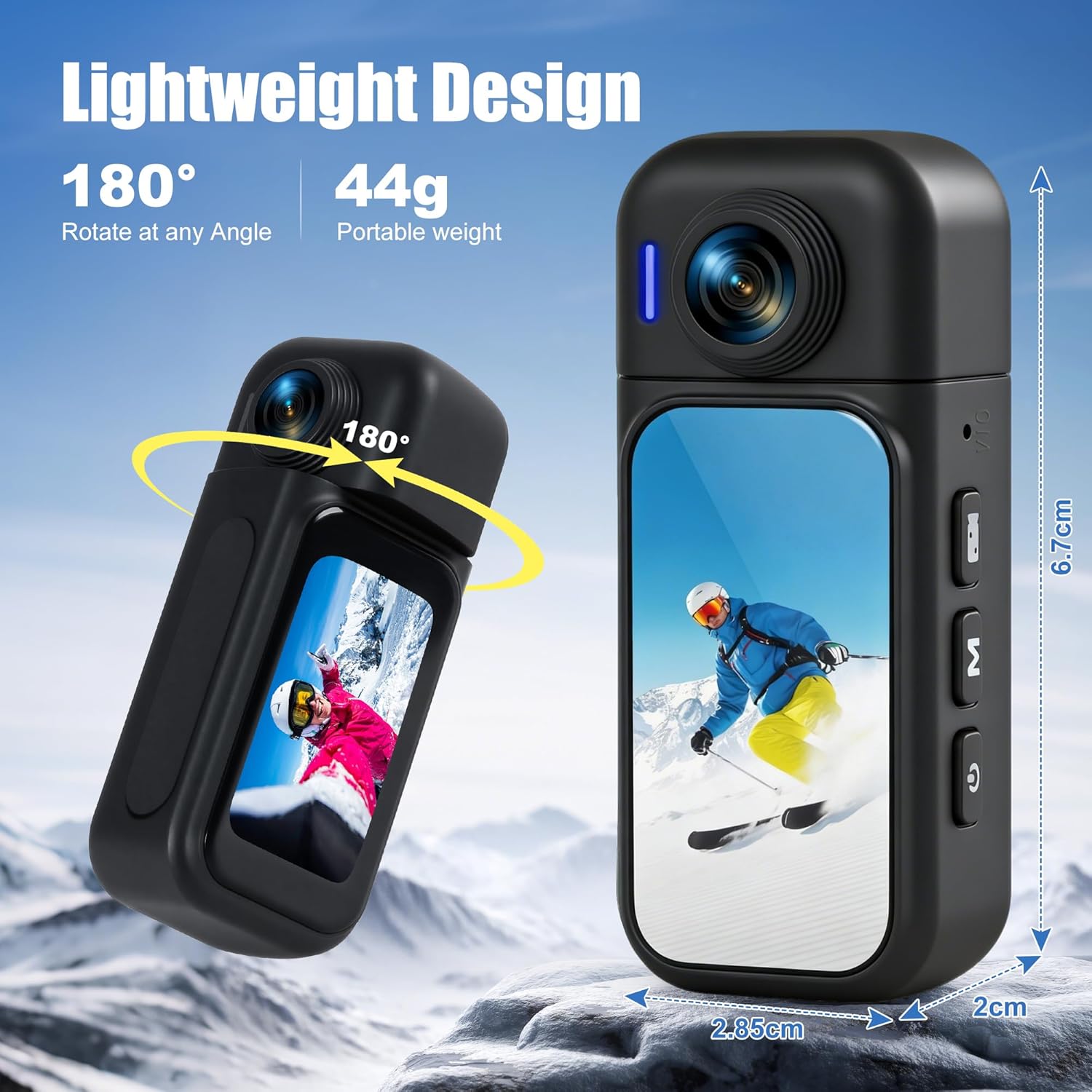 Detalle de Hiwoor Action Camera with 1.47-inch Touchscreen: A compact POV option for vlogging and adventures